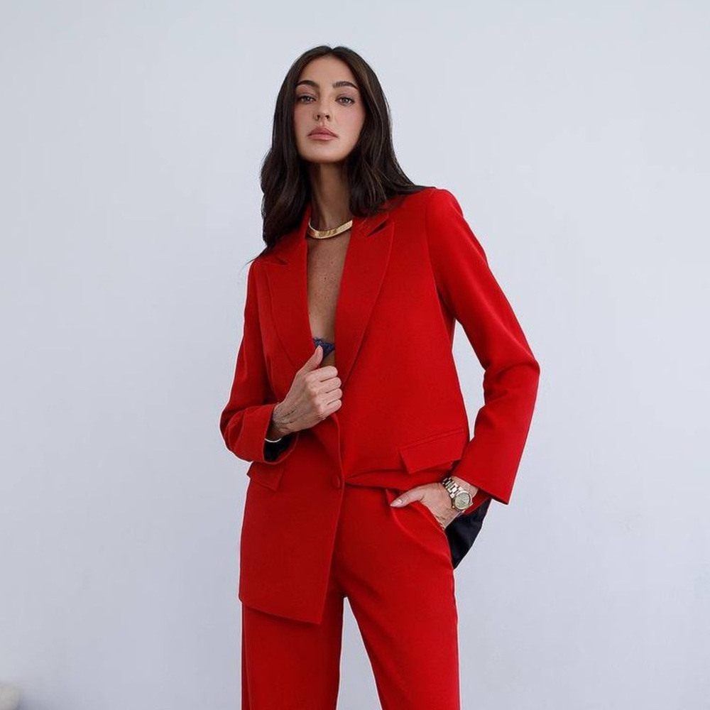 Vintage Red Women's Blazer Suit Jacket